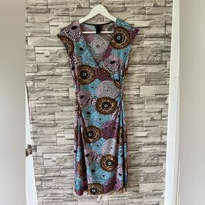 Max and Cleo || Y2K Short Sleeve Wrap Floral Midi Side Slit Dress SZ XS